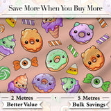 Cute Halloween Sweet Donut Ice Cream Candy Beige Background Seamless Pattern Digital Print Fabric by the Metre UK Sewing Quilting Textile