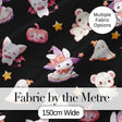 Cute Halloween Bunny Witch  Teddy Pumpkin Seamless Pattern Black Background Digital Print Fabric by the Metre UK Sewing Quilting Textile
