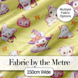 Cute Halloween Bunny Witch  Teddy Pumpkin Seamless Pattern Yellow Background Digital Print Fabric by the Metre UK Sewing Quilting Textile