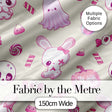 Cute Cute Halloween Bunny Candy Ghost Pumpkin Seamless Pattern Beige Background Digital Print Fabric by the Metre UK Sewing Quilting Textile