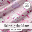 Kawaii Halloween Bunny Ghost Candy Pumpkin Seamless Pattern Blush Background Digital Print Fabric by the Metre UK Sewing Quilting Textile