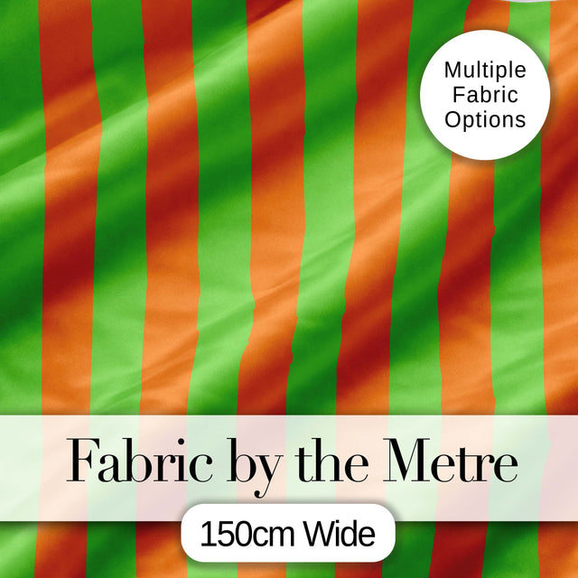 Bold Wavy Orange Green Halloween Stripe Seamless Pattern Digital Print Fabric by the Metre UK Sewing Quilting Textile