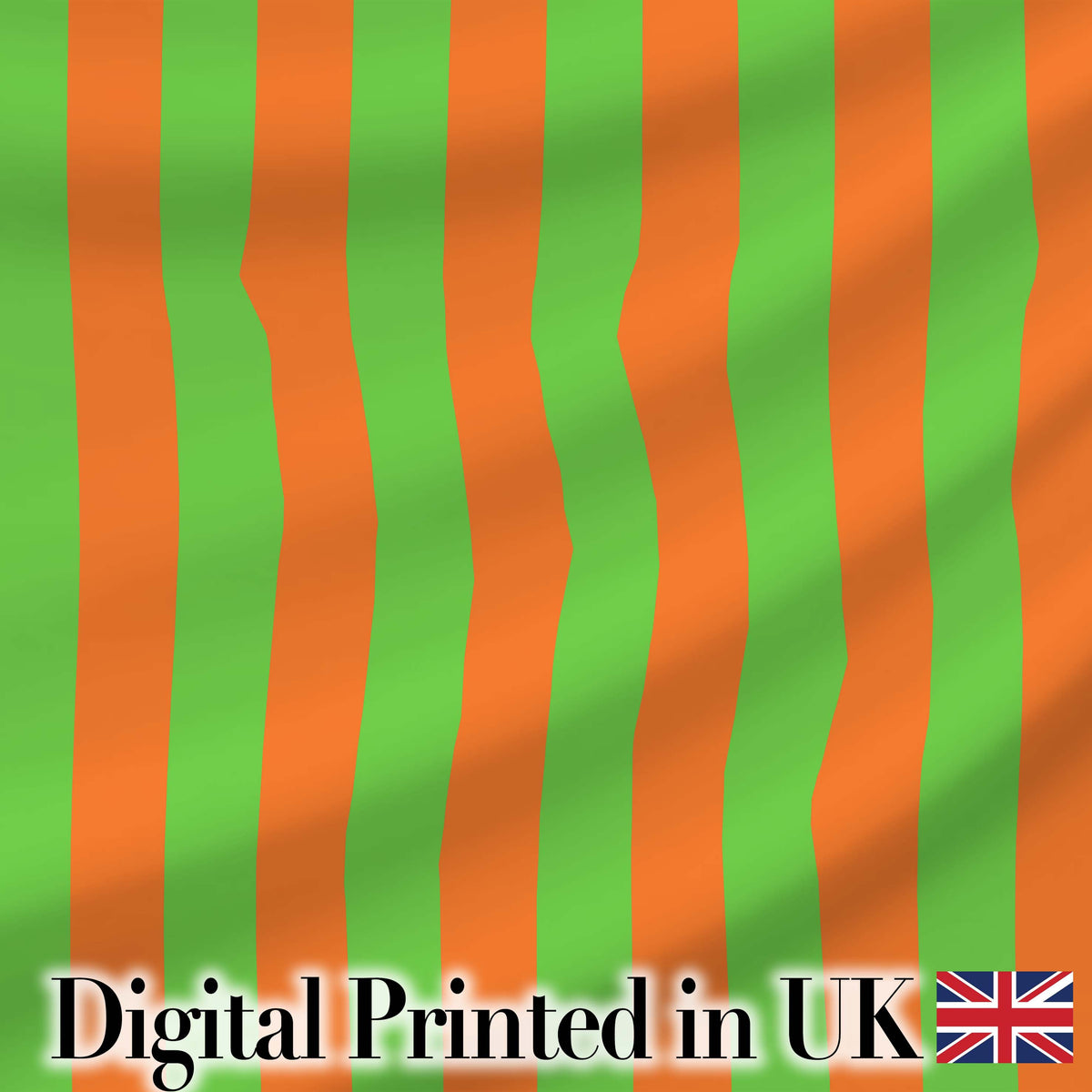 Bold Wavy Orange Green Halloween Stripe Seamless Pattern Digital Print Fabric by the Metre UK Sewing Quilting Textile