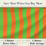 Bold Wavy Orange Green Halloween Stripe Seamless Pattern Digital Print Fabric by the Metre UK Sewing Quilting Textile