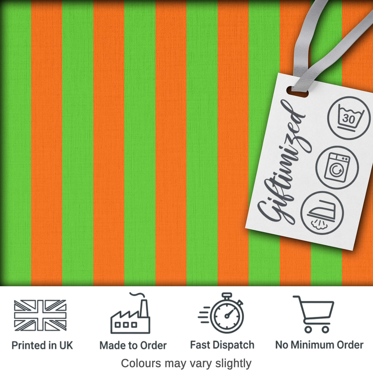 Bold Wavy Orange Green Halloween Stripe Seamless Pattern Digital Print Fabric by the Metre UK Sewing Quilting Textile