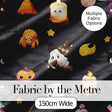 Cute Kawaii Halloween Witch Pumpkin Spider Seamless Pattern Dark Background Digital Print Fabric by the Metre UK Sewing Quilting Textile