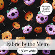 Cute Halloween Donuts Pumpkin Lollipop Seamless Pattern Black Background Digital Print Fabric by the Metre UK Sewing Quilting Textile