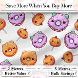 Cute Halloween Donuts Pumpkin Lollipop Seamless Pattern Light Grey Background Digital Print Fabric by the Metre UK Sewing Quilting Textile