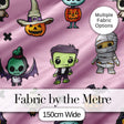 Cute Halloween Frankenstein Mummy Bat Pumpkin Seamless Pattern Pink Background Digital Print Fabric by the Metre UK Sewing Quilting Textile