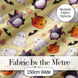 Kawaii Halloween Ghost Bat Candy Pumpkin Seamless Pattern Yellow Background Digital Print Fabric by the Metre UK Sewing Quilting Textile