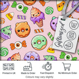 Halloween Donuts Candy Eyeball Ice Cream Seamless Pattern Soft Pink Background Digital Print Fabric by the Metre UK Sewing Quilting Textile