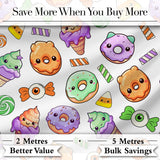 Halloween Donut Candy Eyeball Ice Cream Seamless Pattern Light Grey Background Digital Print Fabric by the Metre UK Sewing Quilting Textile