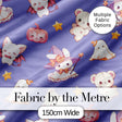 Cute  Halloween Bunny Witch Ghost Pumpkin Seamless Pattern Purple Background Digital Print Fabric by the Metre UK Sewing Quilting Textile