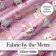 Cute  Halloween Bunny Witch Ghost Pumpkin Seamless Pattern Soft Pink Background Digital Print Fabric by the Metre UK Sewing Quilting Textile