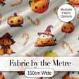 Cute Kawaii Halloween Pumpkin Candy Scarecrow Seamless Pattern Cream Background Digital Print Fabric by the Metre UK Sewing Quilting Textile