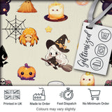 Cute Kawaii Witch Spider Candle Moon Seamless Pattern Cream Background Digital Print Fabric by the Metre UK Sewing Quilting Textile