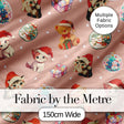Cute Christmas Cats Teddy Gift Baubles Seamless Pattern Pink Background Digital Print Fabric by the Metre UK Sewing Quilting Textile