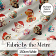 Cute Christmas Cats Teddy Gift Baubles Seamless Pattern Cream Background Digital Print Fabric by the Metre UK Sewing Quilting Textile