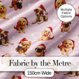 Christmas Puppies Santa Hat on Pastel Pink Star Background Seamless Pattern Digital Print Fabric by the Metre UK Sewing Quilting Textile