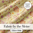 Cute Gingerbread Cookies Candy House on Warm Beige Background Seamless Pattern Digital Print Fabric by the Metre UK Sewing Quilting Textile
