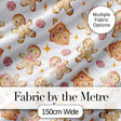 Cute Gingerbread Cookies Candy House on Light Grey Background Seamless Pattern Digital Print Fabric by the Metre UK Sewing Quilting Textile
