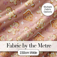 Cute Gingerbread Cookies Candy House on Peach Blush Background Seamless Pattern Digital Print Fabric by the Metre UK Sewing Quilting Textile