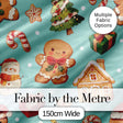 Cute Christmas Gingerbread Man Tree Gift Snowman on Mint Background Seamless  Digital Print Fabric by the Metre UK Sewing Quilting Textile
