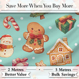 Cute Christmas Gingerbread Man Tree Gift Snowman on Mint Background Seamless  Digital Print Fabric by the Metre UK Sewing Quilting Textile