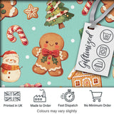 Cute Christmas Gingerbread Man Tree Gift Snowman on Mint Background Seamless  Digital Print Fabric by the Metre UK Sewing Quilting Textile