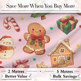 Christmas Gingerbread Man Tree Gift Snowman on Blush Pink Background Seamless  Digital Print Fabric by the Metre UK Sewing Quilting Textile
