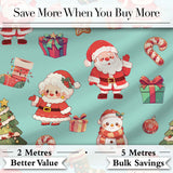 Cute Santa Claus Mrs Claus Snowman Gift Candy on Mint Background Seamless  Digital Print Fabric by the Metre UK Sewing Quilting Textile