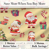 Cute Santa Claus Mrs Claus Snowman Gift Candy on Beige Background Seamless  Digital Print Fabric by the Metre UK Sewing Quilting Textile