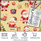 Cute Santa Claus Mrs Claus Snowman Gift Candy on Beige Background Seamless  Digital Print Fabric by the Metre UK Sewing Quilting Textile