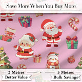 Cute Santa Claus Mrs Claus Snowman Gift Candy on Pink Background Seamless  Digital Print Fabric by the Metre UK Sewing Quilting Textile