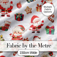 Cute Santa Claus Mrs Claus Snowman Gift Candy on Light Grey Background Seamless Digital Print Fabric by the Metre UK Sewing Quilting Textile