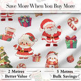 Cute Santa Claus Mrs Claus Snowman Gift Candy on Light Grey Background Seamless Digital Print Fabric by the Metre UK Sewing Quilting Textile