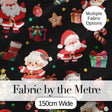 Cute Santa Claus Mrs Claus Snowman Gift Candy on Black Background Seamless  Digital Print Fabric by the Metre UK Sewing Quilting Textile