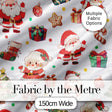 Santa Claus Mrs Claus Snowman Gift Candy Confetti on White Background Seamless Digital Print Fabric by the Metre UK Sewing Quilting Textile