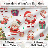 Santa Claus Mrs Claus Snowman Gift Candy Confetti on White Background Seamless Digital Print Fabric by the Metre UK Sewing Quilting Textile
