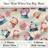 Snowman Snow Globe Poinsettia Winter Christmas on Cream Background Seamless  Digital Print Fabric by the Metre UK Sewing Quilting Textile