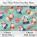 Snowman Snow Globe Poinsettia Winter Christmas on Teal Background Seamless  Digital Print Fabric by the Metre UK Sewing Quilting Textile