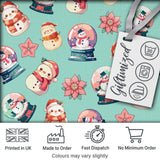 Snowman Snow Globe Poinsettia Winter Christmas on Teal Background Seamless  Digital Print Fabric by the Metre UK Sewing Quilting Textile