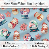 Snowman Snow Globe Poinsettia Winter Christmas on Blue Background Seamless  Digital Print Fabric by the Metre UK Sewing Quilting Textile