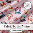 Snowman Snow Globe Poinsettia Christmas on Soft Pink Background Seamless Digital Print Fabric by the Metre UK Sewing Quilting Textile