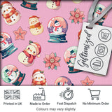 Cute Snowman Snow Globe Poinsettia Christmas on Mauve Pink Background Seamless  Digital Print Fabric by the Metre UK Sewing Quilting Textile