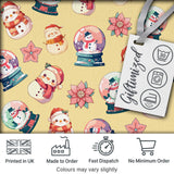 Cute Snowman Snow Globe Poinsettia Christmas on Warm Beige Background Seamless  Digital Print Fabric by the Metre UK Sewing Quilting Textile