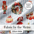 Nutcracker  Wreath Cake Girl Christmas Tree on Blue Stripe Background Seamless  Digital Print Fabric by the Metre UK Sewing Quilting Textile