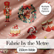 Nutcracker  Wreath Cake Girl on Peach Background with Snow Dots Seamless  Digital Print Fabric by the Metre UK Sewing Quilting Textile