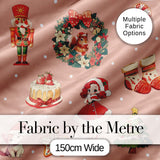 Nutcracker  Wreath Cake Girl on Peach Background with Snow Dots Seamless  Digital Print Fabric by the Metre UK Sewing Quilting Textile