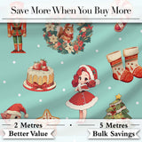 Nutcracker  Wreath Cake Girl on Mint Background with Snow Dots Seamless  Digital Print Fabric by the Metre UK Sewing Quilting Textile